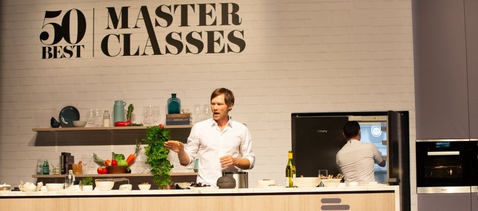 50 Best Masterclass: cook Rasmus Kofoed’s ‘razor clam’ from the Geranium menu at home