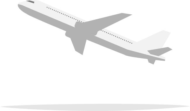 Cartoon image of a plane taking off from runway